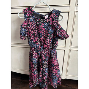 Girls Japna Kids Dress with shorts Size 5/6 Black Floral Cold Shoulder
